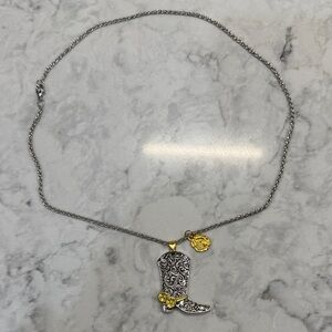 Silver and Gold Boot Pendant Necklace